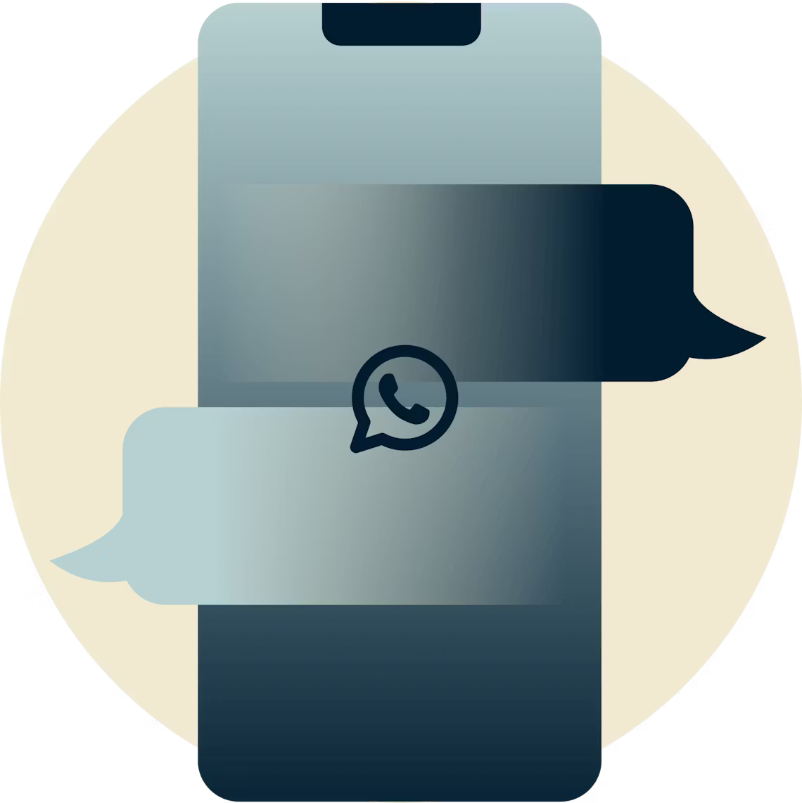 WhatsApp-kuvake puhelimen keskustelukuplien p&auml;&auml;ll&auml;.